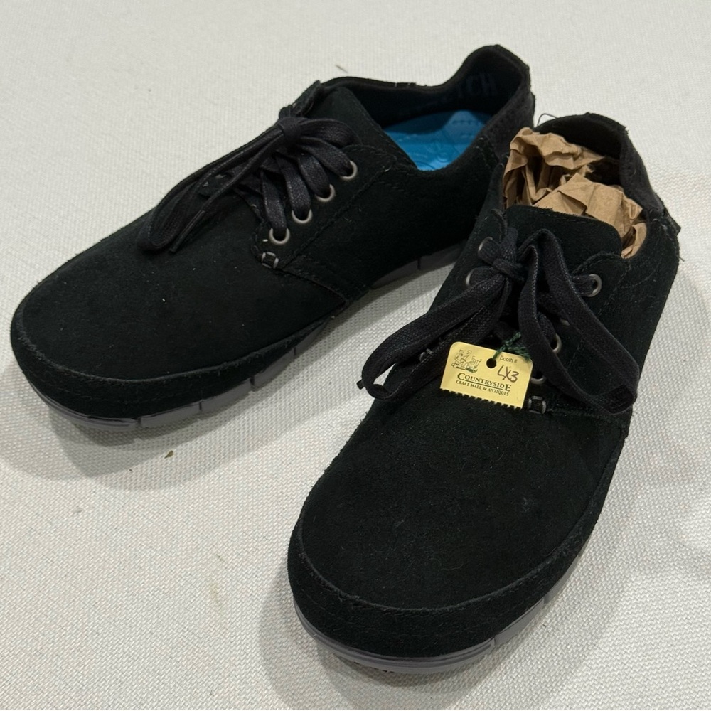 CROCS Black Women’s Suede Ultra COMFORT Lace Up Sneakers / Oxfords US 8